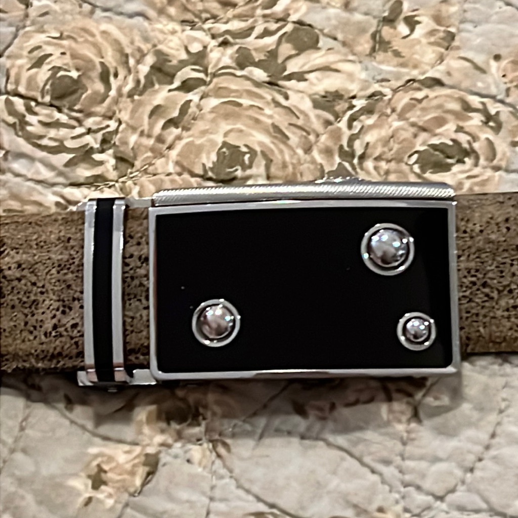Steinhausen Rachet Micro Zip Distressed Leather Belt & Silver Black Buckle